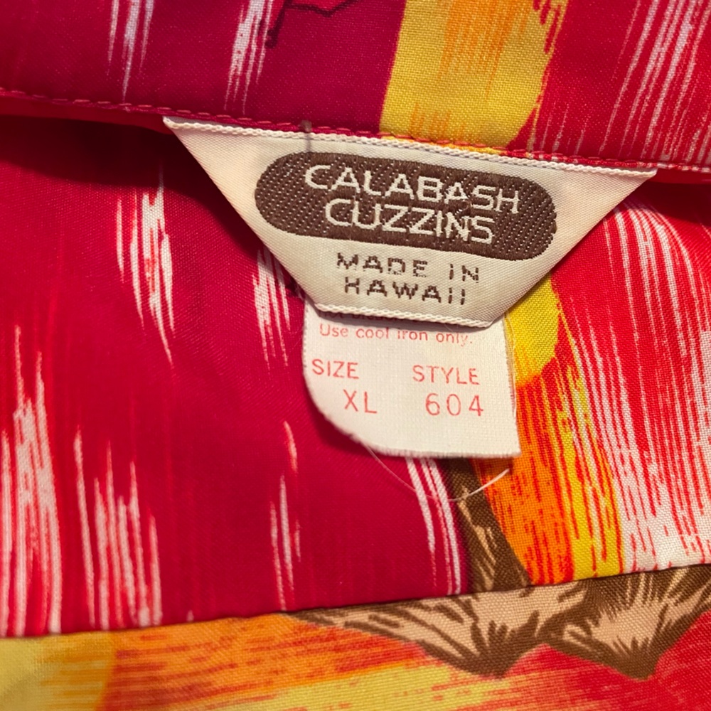 Vintage Calabash Cuzzins Red Yellow Orange Hawaii Shirt Size XL - Picture 5 of 6